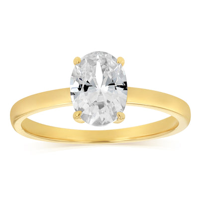 Sterling Silver Gold Plated Cubic Zirconia Oval Ring