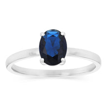 Load image into Gallery viewer, Sterling Silver Blue Cubic Zirconia Oval Ring