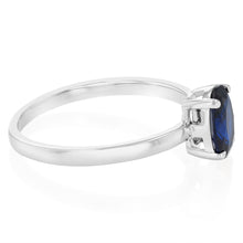 Load image into Gallery viewer, Sterling Silver Blue Cubic Zirconia Oval Ring
