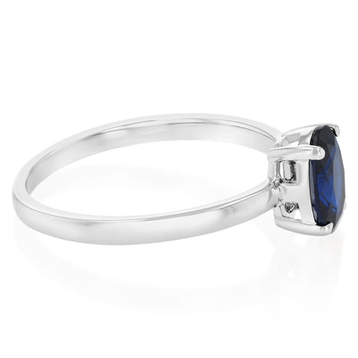Sterling Silver Blue Cubic Zirconia Oval Ring