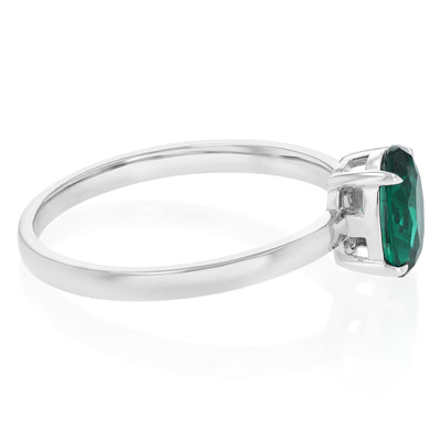 Sterling Silver Green Cubic Zirconia Oval Ring