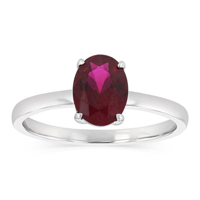Sterling Silver Red Cubic Zirconia Oval Ring