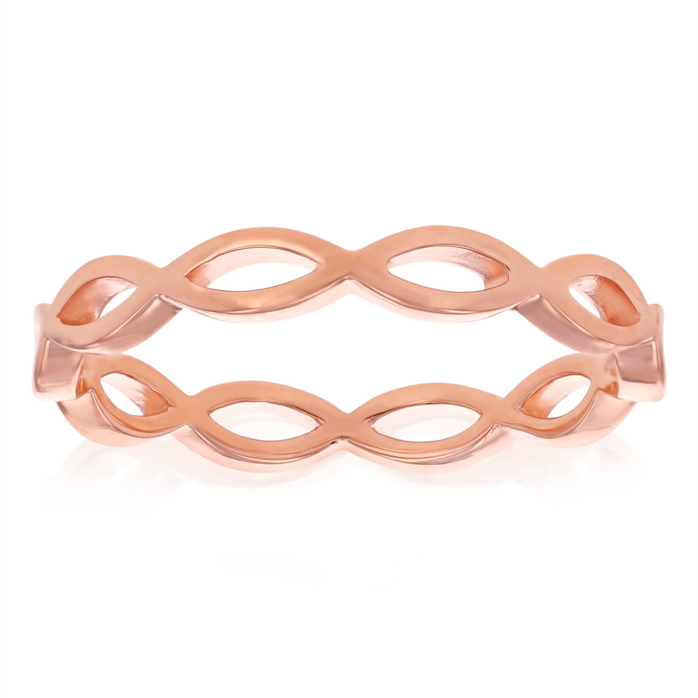 Sterling Silver Rose Gold Plated Fancy Ring