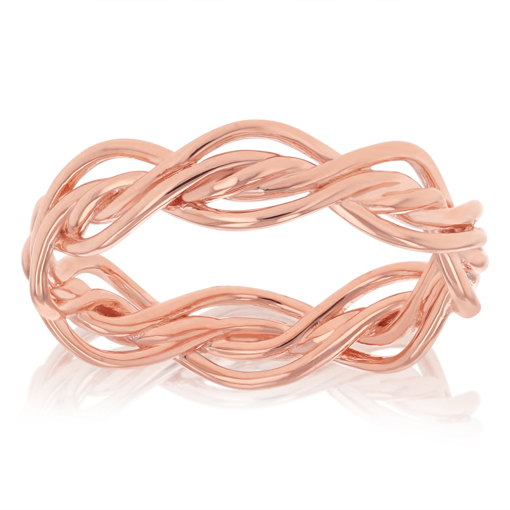 Sterling Silver Rose Gold Plated Twist Ring