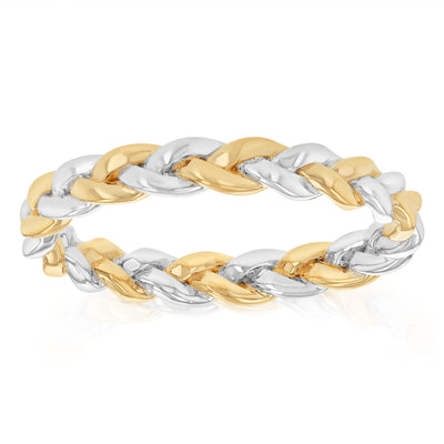 Sterling Silver Two Tone Braided Ring