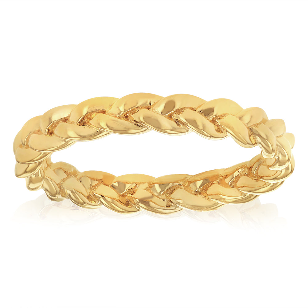 Sterling Silver Gold Plated Braided Ring