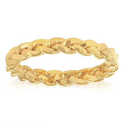 Sterling Silver Gold Plated Braided Ring