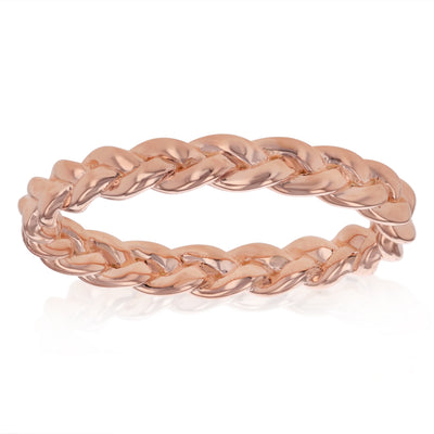 Sterling Silver Rose Gold Plated Braided Ring