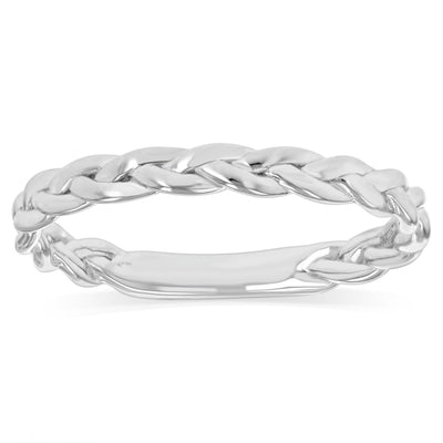 Sterling Silver Braided Ring with Plain Shank