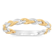Load image into Gallery viewer, Sterling Silver Two Tone Gold Plated Braided Ring with Plain Shank