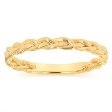 Load image into Gallery viewer, Sterling Silver Gold Plated Braided Ring with Plain Shank