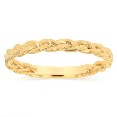 Sterling Silver Gold Plated Braided Ring with Plain Shank