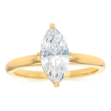 Load image into Gallery viewer, Sterling Silver Gold Plated Cubic Zirconia Marquise Ring