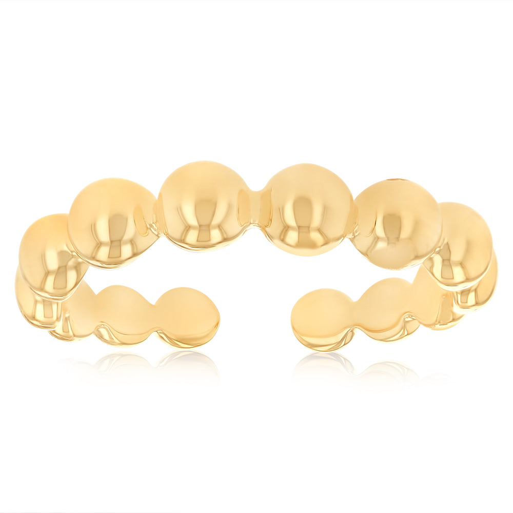 Sterling Silver Gold Plated Beaded Open Ring