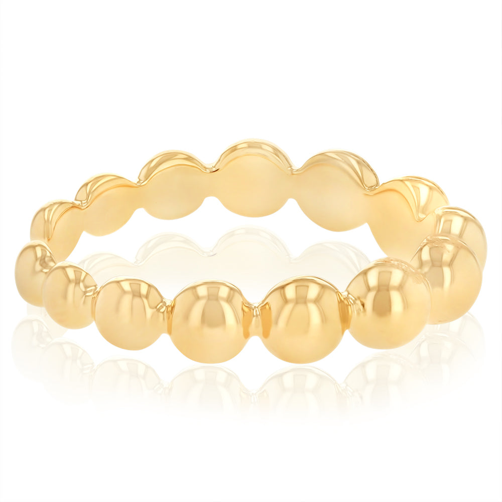 Sterling Silver Gold Plated Beaded Open Ring