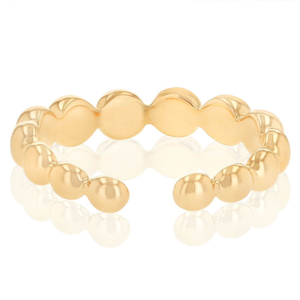 Sterling Silver Gold Plated Beaded Open Ring