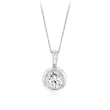 Load image into Gallery viewer, Sterling Silver Round Bezel Set Cubic Zirconia Pendant