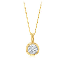 Load image into Gallery viewer, Sterling Silver Gold Plated Round Bezel Set Cubic Zirconia Pendant