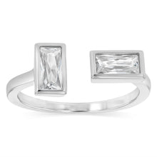 Load image into Gallery viewer, Sterling Silver Baguette Cubic Zirconia Open Ring