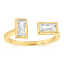 Load image into Gallery viewer, Sterling Silver Gold Plated Baguette Cubic Zirconia Open Ring