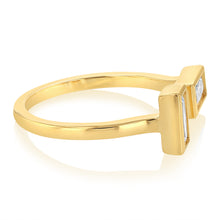 Load image into Gallery viewer, Sterling Silver Gold Plated Baguette Cubic Zirconia Open Ring