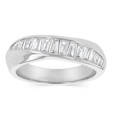 Load image into Gallery viewer, Sterling Silver Fancy Baguette Cubic Zirconia Ring