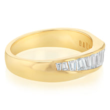 Load image into Gallery viewer, Sterling Silver Gold Plated Fancy Baguette Cubic Zirconia Ring