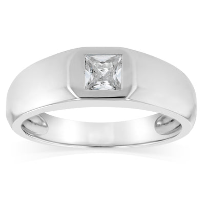 Sterling Silver Cubic Zirconia Signet Ring