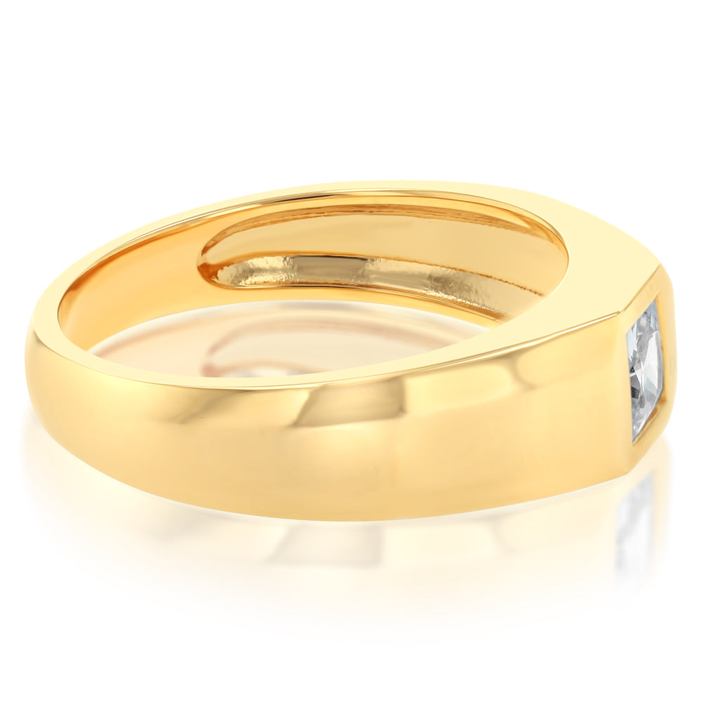 Sterling Silver Gold Plated Cubic Zirconia Signet Ring