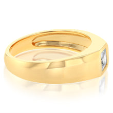 Load image into Gallery viewer, Sterling Silver Gold Plated Cubic Zirconia Signet Ring