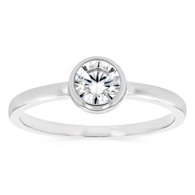 Sterling Silver Cubic Zirconia Bezel Solitaire Ring