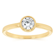 Load image into Gallery viewer, Sterling Silver Gold Plated Cubic Zirconia Bezel Solitaire Ring