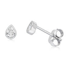 Load image into Gallery viewer, Sterling Silver Cubic Zirconia Teardrop Stud Earrings