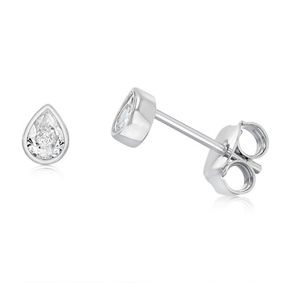 Sterling Silver Cubic Zirconia Teardrop Stud Earrings