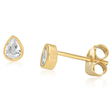 Load image into Gallery viewer, Sterling Silver Gold Plated Cubic Zirconia Teardrop Stud Earrings