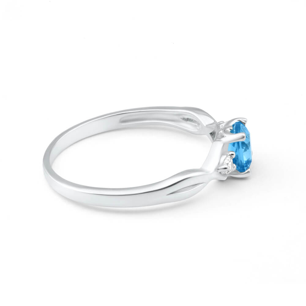 Sterling Silver Blue Cubic Zirconia Ring