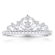 Load image into Gallery viewer, Sterling Silver Cubic Zirconia Heart Crown Ring  *Resize 1-2 Sizes*