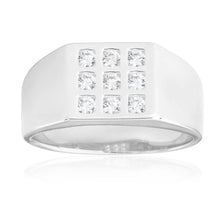 Load image into Gallery viewer, Sterling Silver Cubic Zirconia Grid Ring