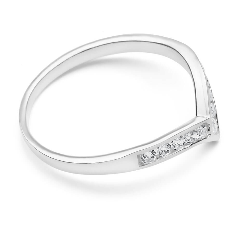 Sterling Silver Zirconia Wishbone Ring