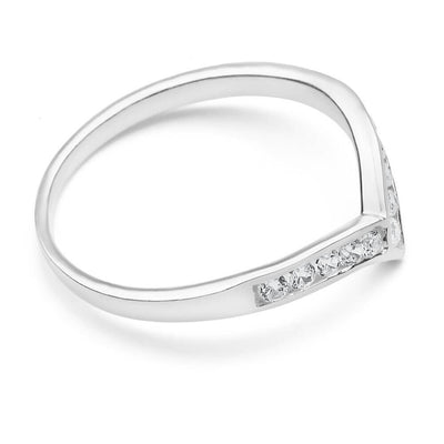Sterling Silver Zirconia Wishbone Ring