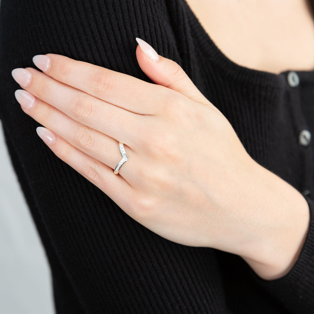 Sterling Silver Zirconia Wishbone Ring