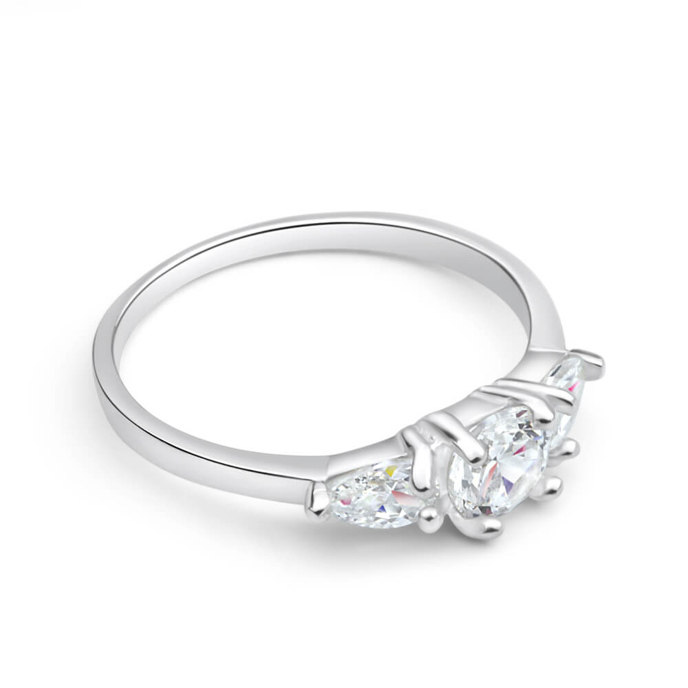 Sterling Silver Zirconia Trilogy Ring