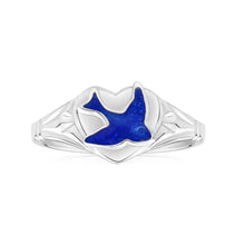 Load image into Gallery viewer, Sterling Silver Kids Signet Ring With Bluebird