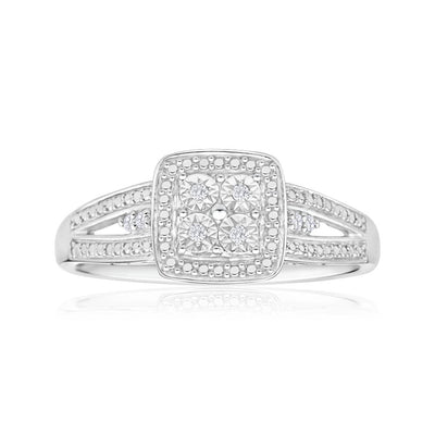 Sterling Silver Striking Diamond Ring