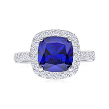 Load image into Gallery viewer, Sterling Silver Created Sapphire and Zirconia Ring