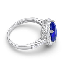 Load image into Gallery viewer, Sterling Silver Created Sapphire and Zirconia Ring