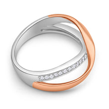 Load image into Gallery viewer, Gold Plated Sterling Silver Cubic Zirconia Cross Over Ring