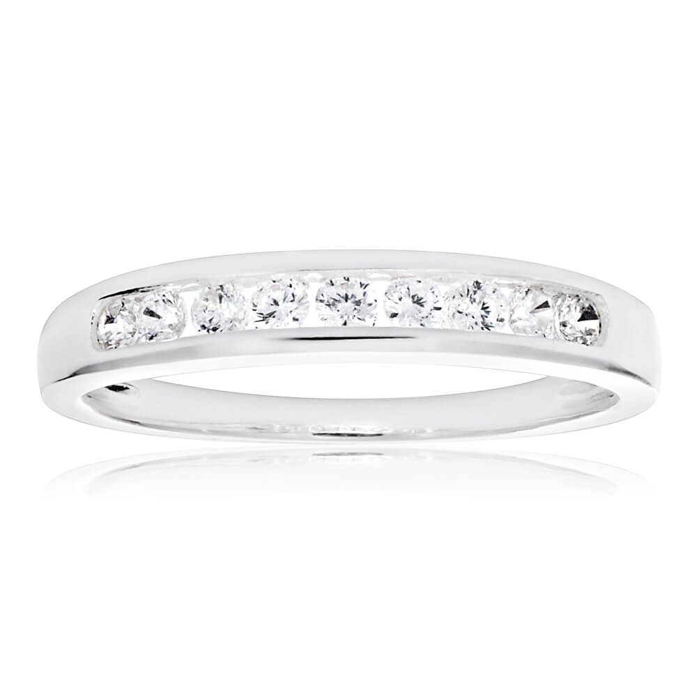 Sterling Silver Cubic Zirconia Channel Ring