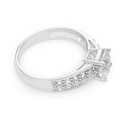 Sterling Silver Cubic Zirconia Princess Cut Channel Set Ring