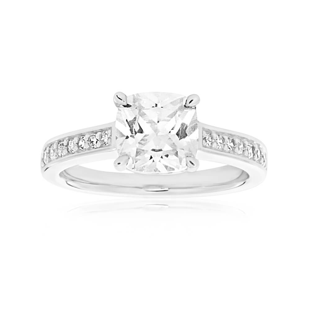 Sterling Silver Cubic Zirconia Princess Cut Channel Ring